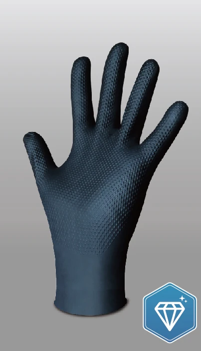 Black diamond-textured nitrile glove, catalogue colour reference